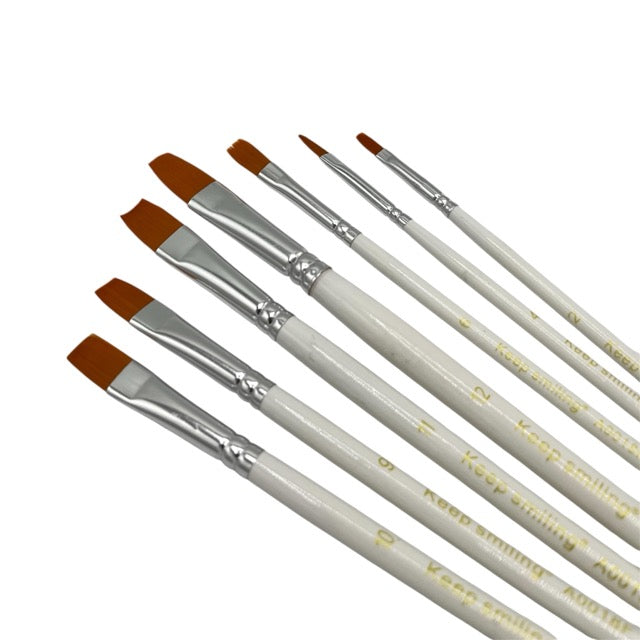 Keep Smiling 10-Piece White & Gold Flat Shader Artist Brush Set - 0018F