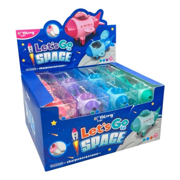 YaLong 2-in-1 Spaceship Shuttle Pencil Sharpener & Eraser | Single Piece YL-231549