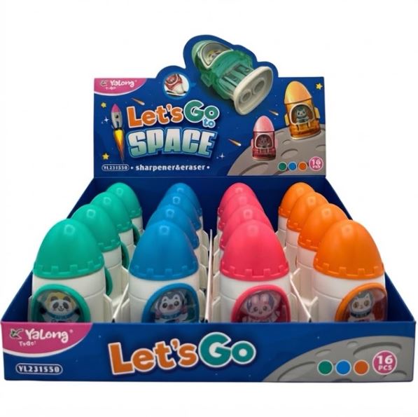 YaLong "Let's Go to Space" 2-in-1 Pencil Sharpener & Eraser Combo - YL- 231550
