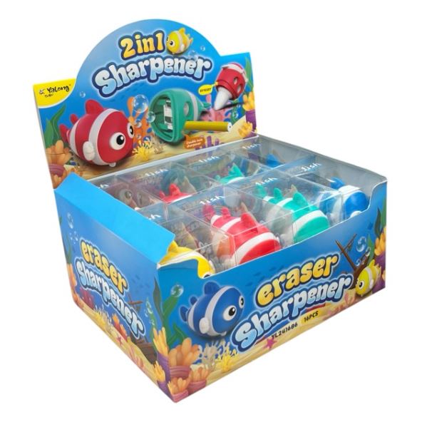 YaLong 2-in-1 Clownfish Pencil Sharpener & Eraser Combo - YL241686