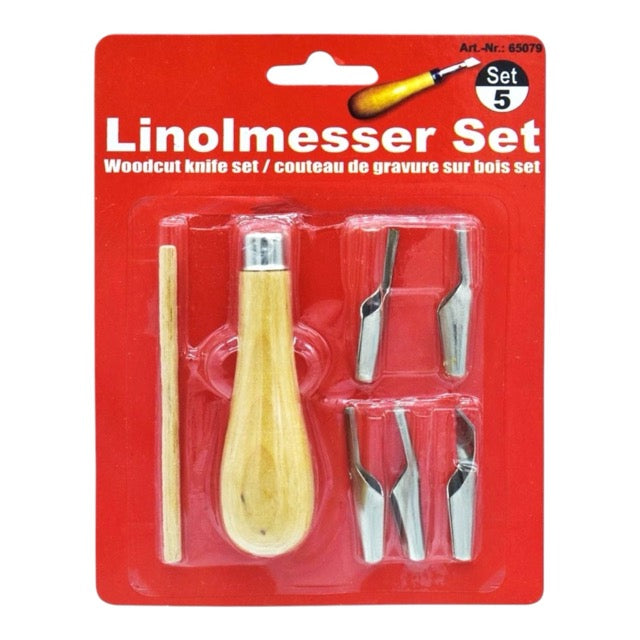 5 Pcs Linoleum & Woodcut Cutter Knife Set -