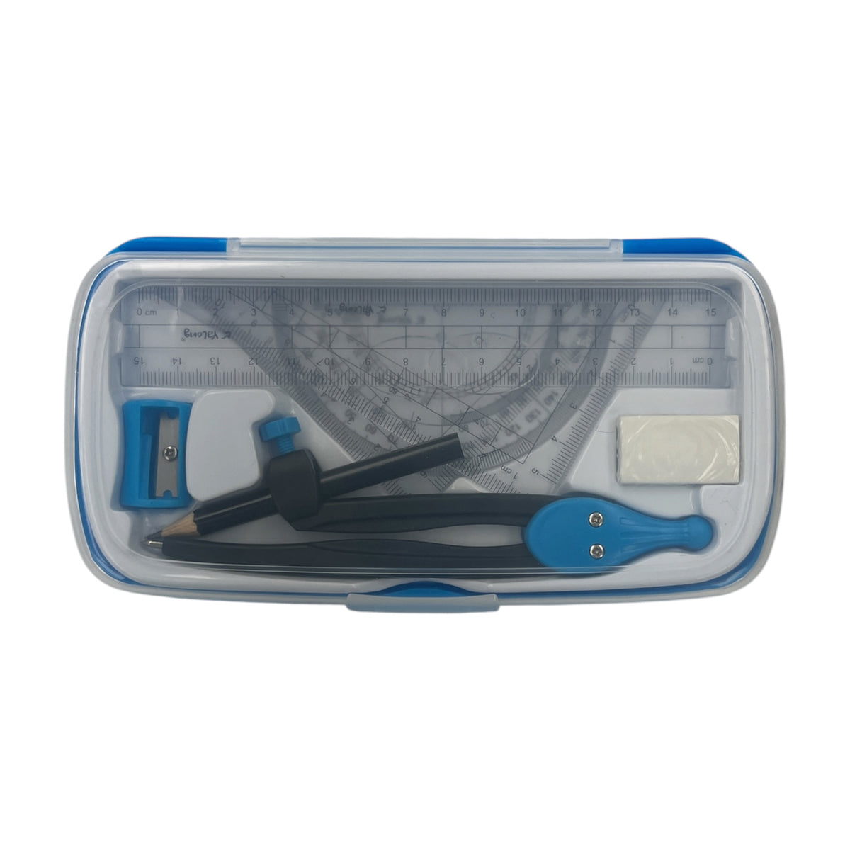 8-Piece Essential Compass & Transparent Ruler Geometry Set - 19066