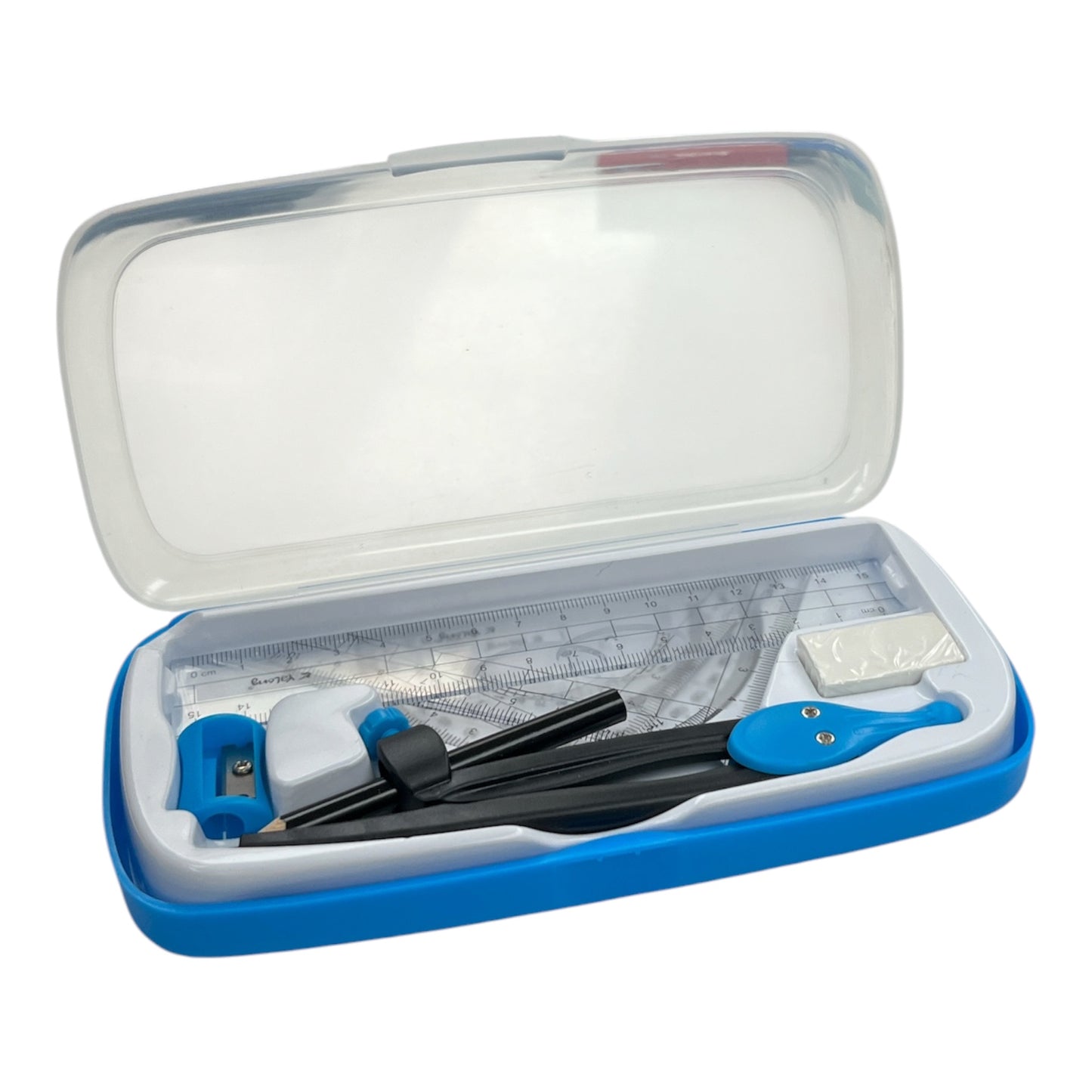 8-Piece Essential Compass & Transparent Ruler Geometry Set - 19066