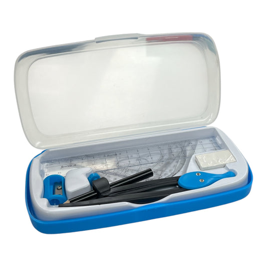 8-Piece Essential Compass & Transparent Ruler Geometry Set - 19066