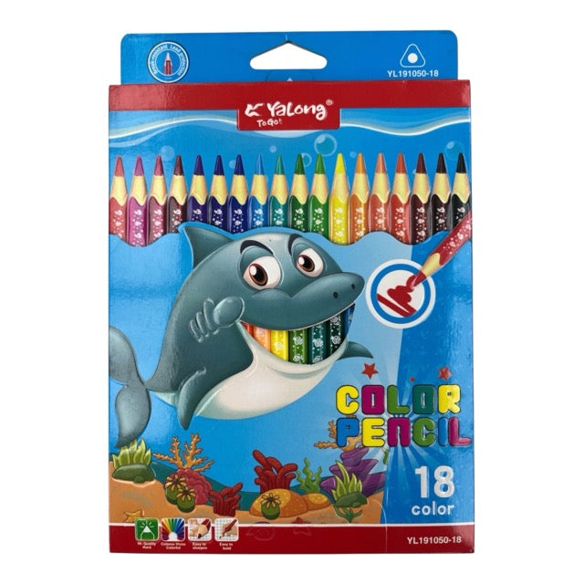 Shark Triangular Colored Pencils Set (18-Pack) 191050