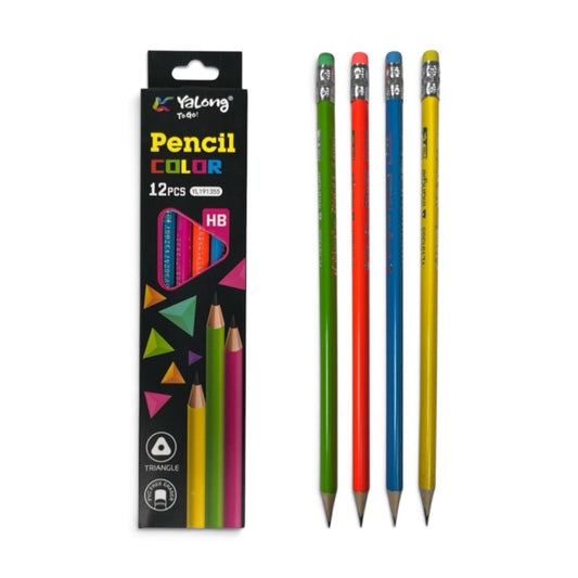 Triangle Colorful HB Lead Pencils Set (12-Piece Pack)