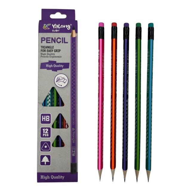 Triangle Metallic Neon HB Lead Pencils Set (12-Piece Pack)