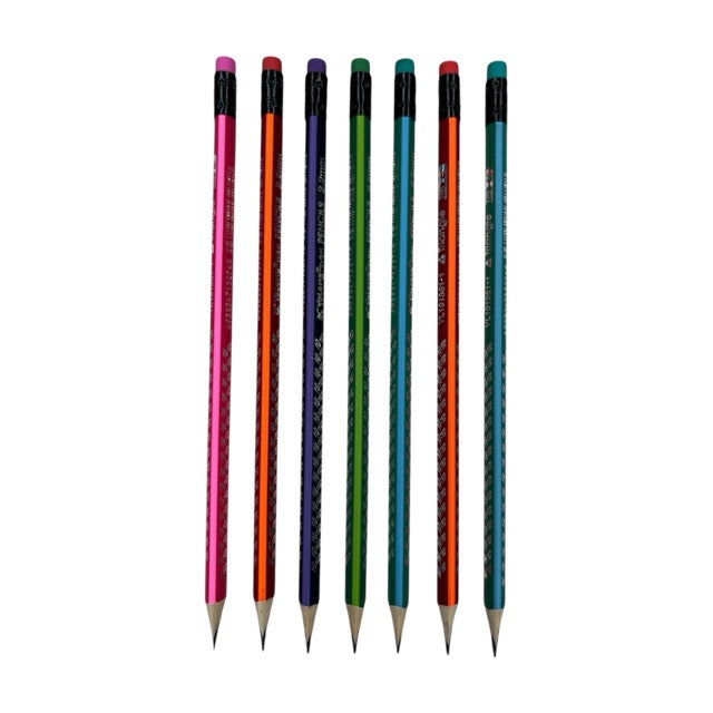 Triangle Metallic Neon HB Lead Pencils Set (12-Piece Pack)
