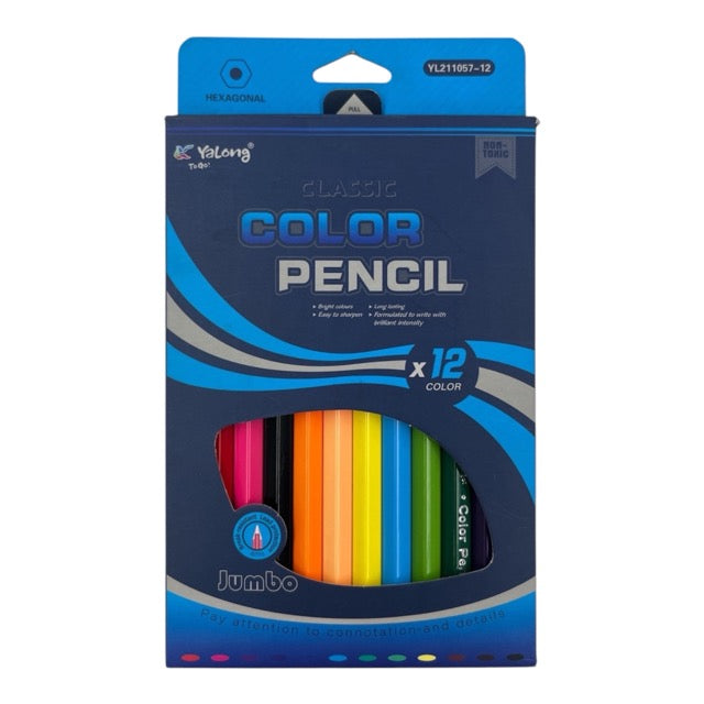 Classic Hexagonal Jumbo Colored Pencils Set (12-Piece Pack) 211057