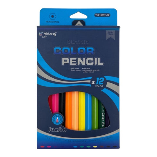 Classic Hexagonal Jumbo Colored Pencils Set (12-Piece Pack) 211057