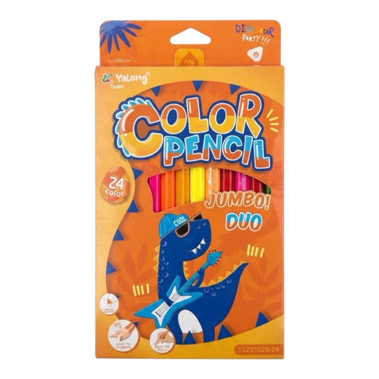 Dinosaur Party Jumbo Duo Colored Pencils Set (24 Colors / 12-Piece Pack) 221025