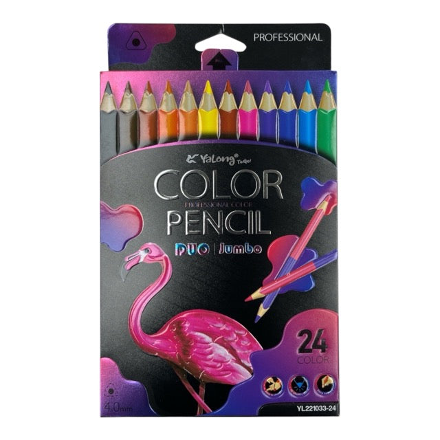 Professional Jumbo Duo Colored Pencils Set (24 Colors / 12-Piece Pack) 221033