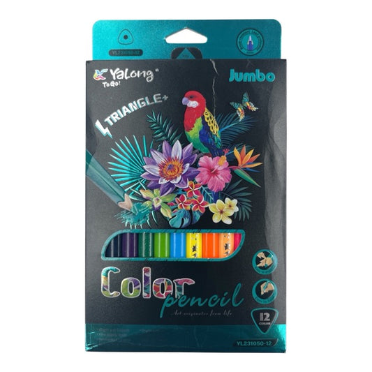 Jumbo Triangular Colored Pencils Set - Tropical Parrot Edition (12-Pack) 241050