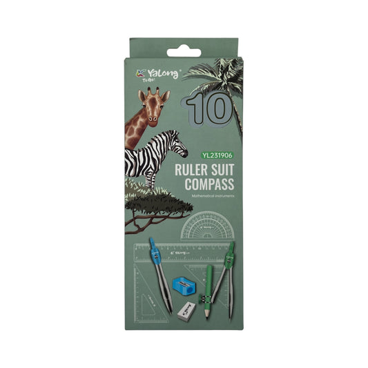 10-Piece Ruler Suit &amp; Compass Geometry Box Set - YL231906