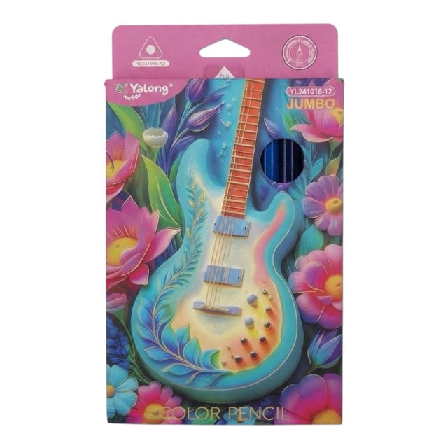 Jumbo Triangular Colored Pencils Set - Guitar (12-Pack) 241016