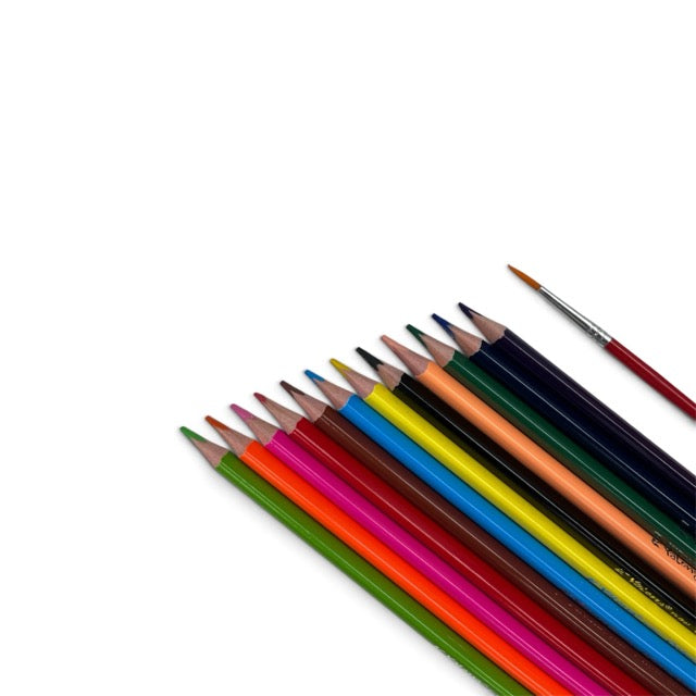 Watercolor Pencils Set with Brush (12-Piece Pack) 241057