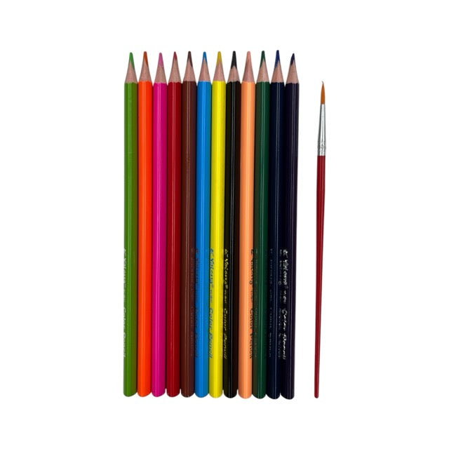 Watercolor Pencils Set with Brush (12-Piece Pack) 241057
