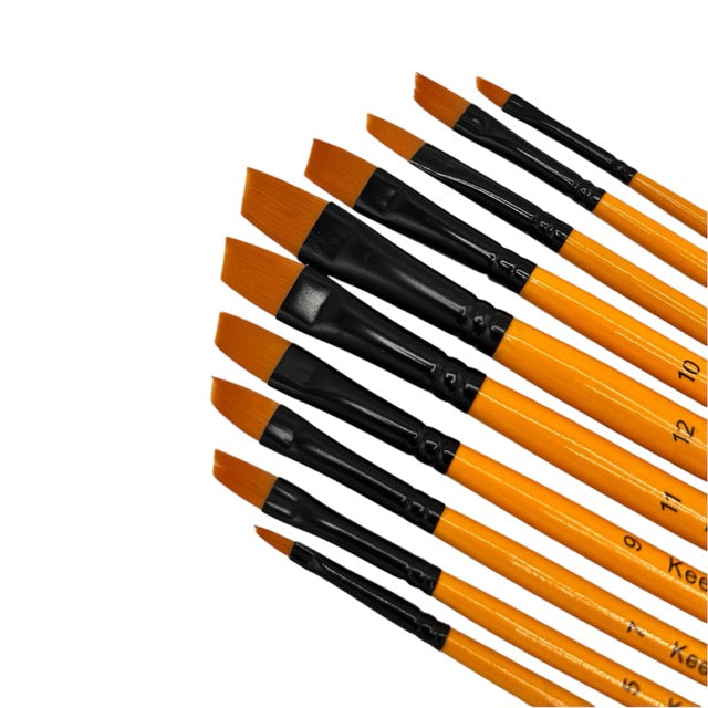 Keep Smiling 10-Piece Angular Shader Artist Brush Set - 6095x