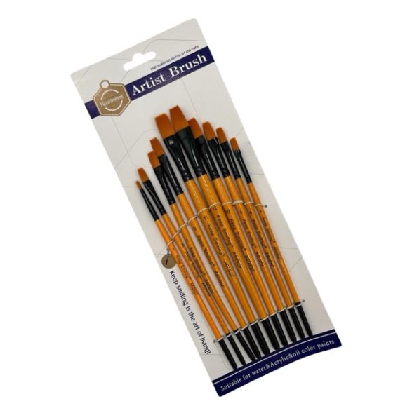Keep Smiling 10-Piece Flat Shader Artist Brush Set - 6095F