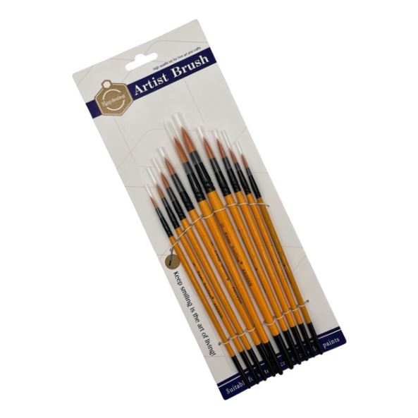 Keep Smiling 10-Piece Round Pointed Artist Brush Set - 6095R