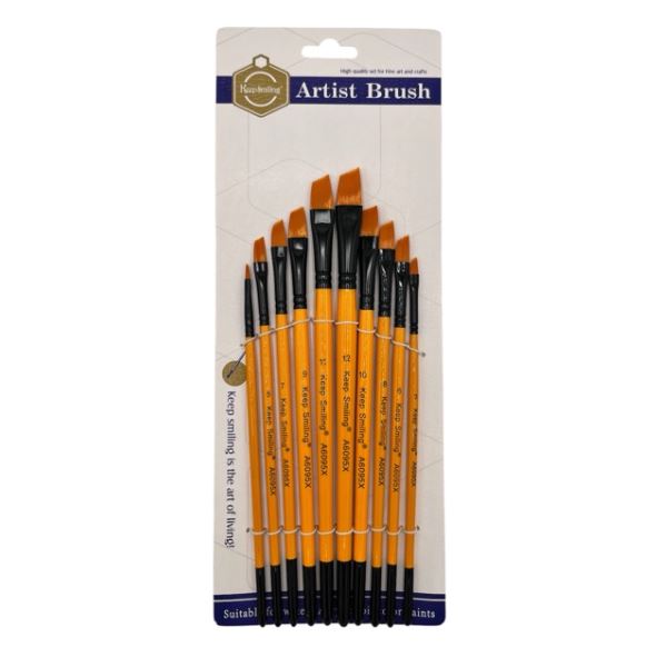 Keep Smiling 10-Piece Angular Shader Artist Brush Set - 6095x