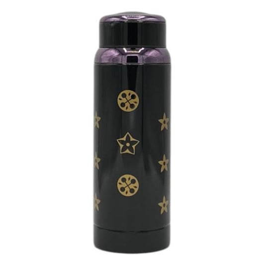 Meta Title Insulated Onyx Black Flask with Gold Floral | Vacuum Bottle - 7712