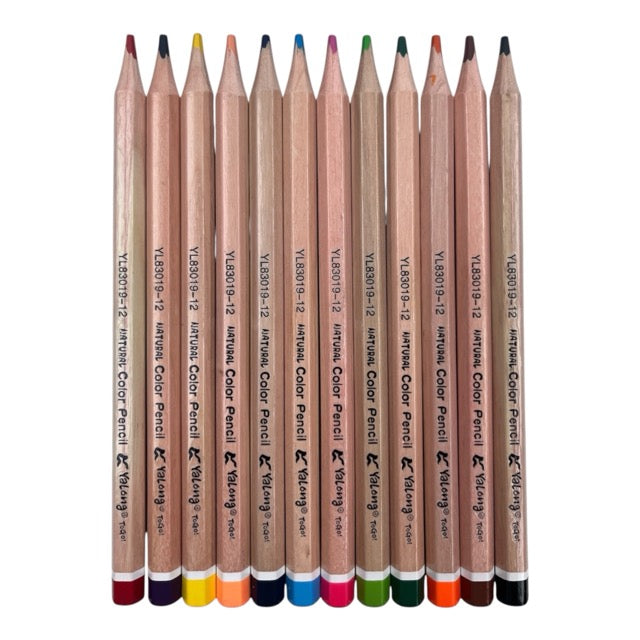 Natural Wood Hexagonal Colored Pencils Set (12-Piece Pack) 83019