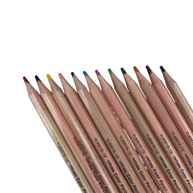 Natural Wood Hexagonal Colored Pencils Set (12-Piece Pack) 83019