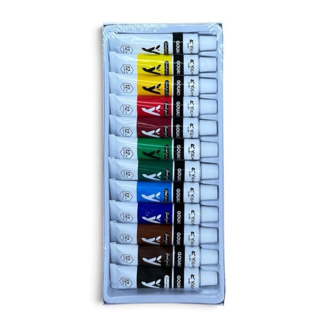 Gouache Paint Colors Set (12 Pack – 12ml Tubes)