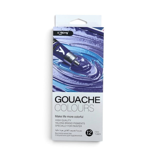 Gouache Paint Colors Set (12 Pack – 12ml Tubes)