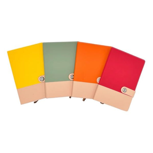 1 Dual-Tone Leatherette Notebook with Snap Button Strap - Nx25-156