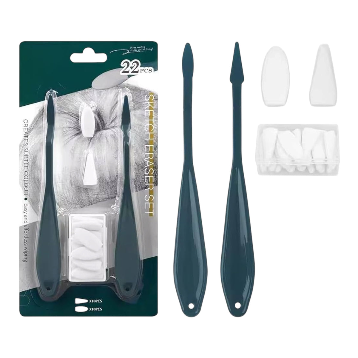Keep Smiling 22-Piece Sketch Eraser Set - E2022