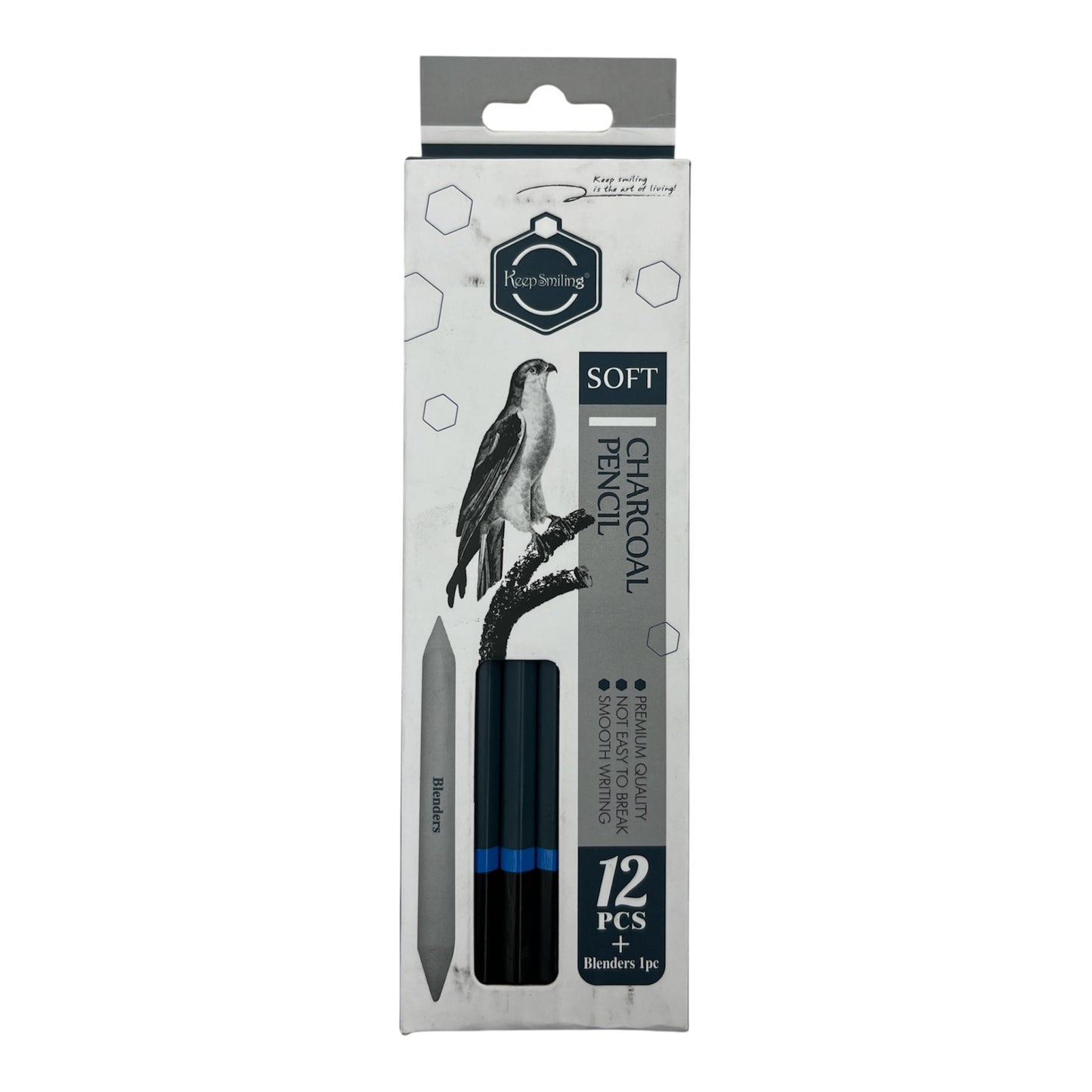 Professional Soft Charcoal Pencil Set (12-Piece + Blender) - 10120S