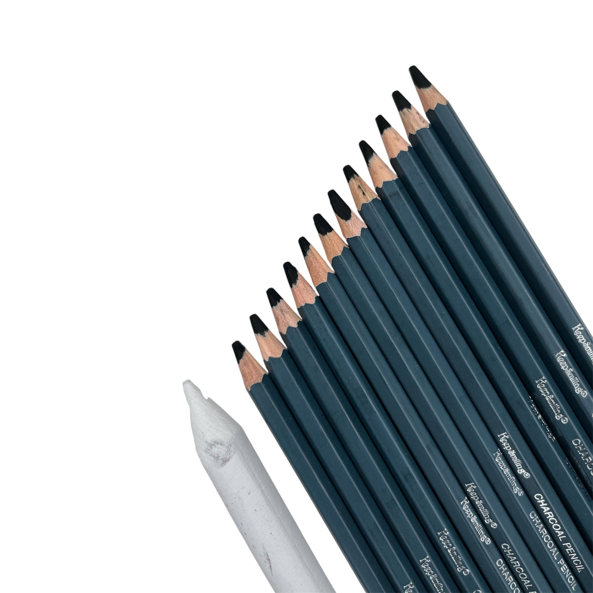 Professional Soft Charcoal Pencil Set (12-Piece + Blender) - 10120S