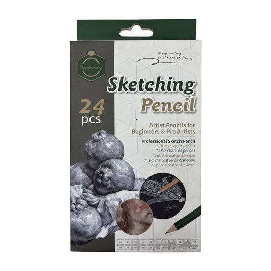 Keep Smiling 24-Piece Professional Sketching Pencil Set - TB1024