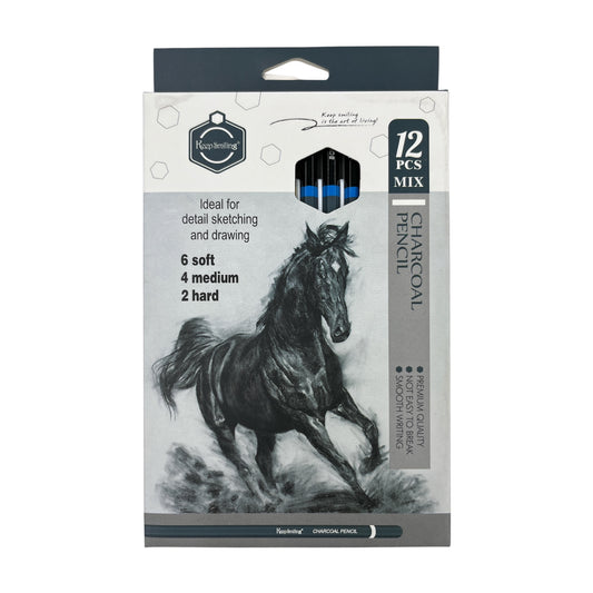 Keep Smiling 12-Piece Charcoal Pencil Set - 1060