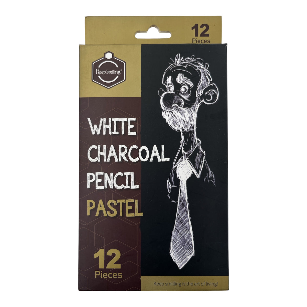 Keep Smiling White Charcoal Pencil Pastel Set (12 Pieces) - 1070W