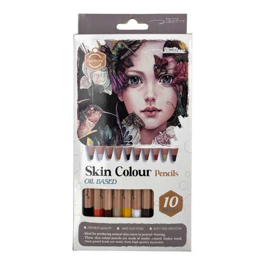 Premium Oil-Based Skin Tone Colored Pencils (10-Piece Set) - TB 1098