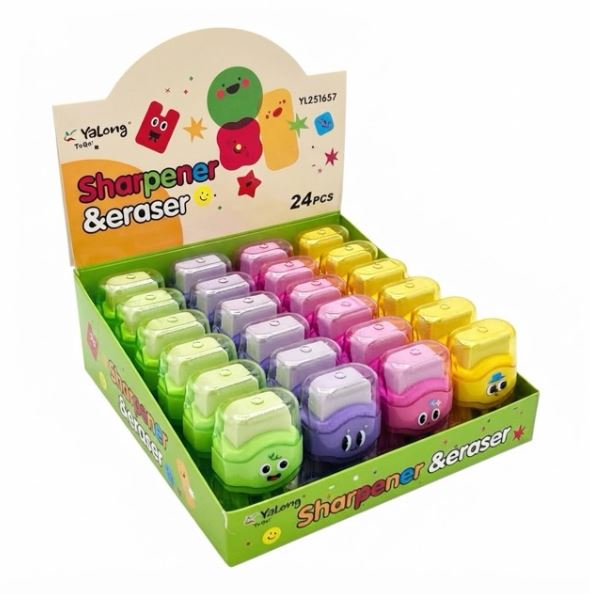 YaLong 2-in-1 Cute Character Pencil Sharpener & Eraser Combo - YL251657
