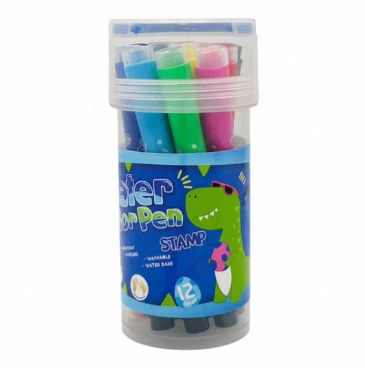 12-Piece Washable Stamp Water Color Pen Set - YL 221811-12